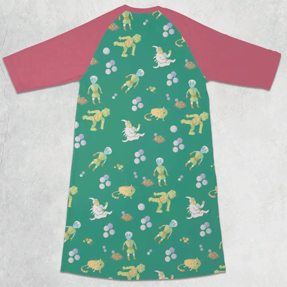 Gorn Alien Star Trek 3/4 Sleeve Raglan Dress - 2