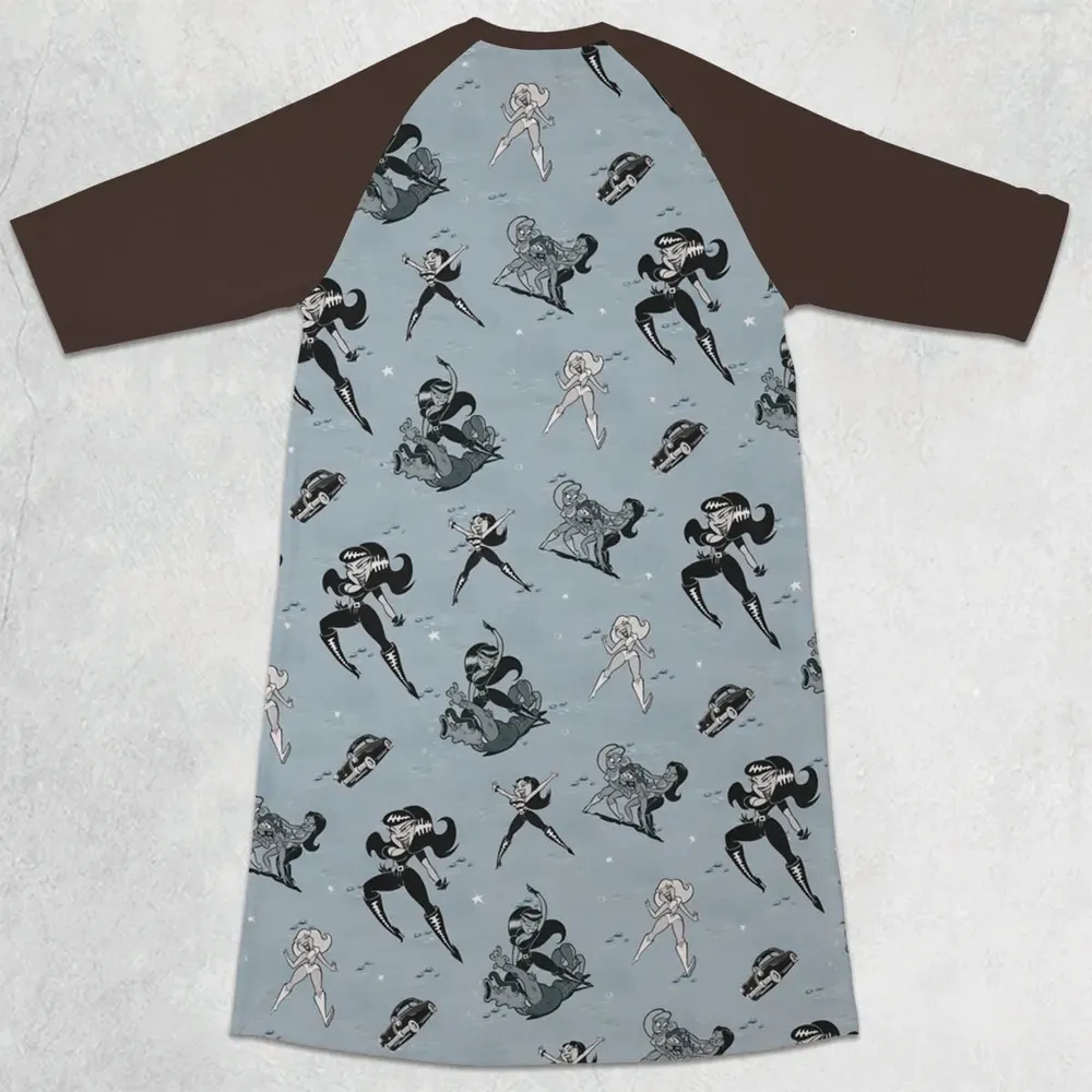 Faster Pussycat Kill Kill Characters 3/4 Sleeve Raglan Dress - 2