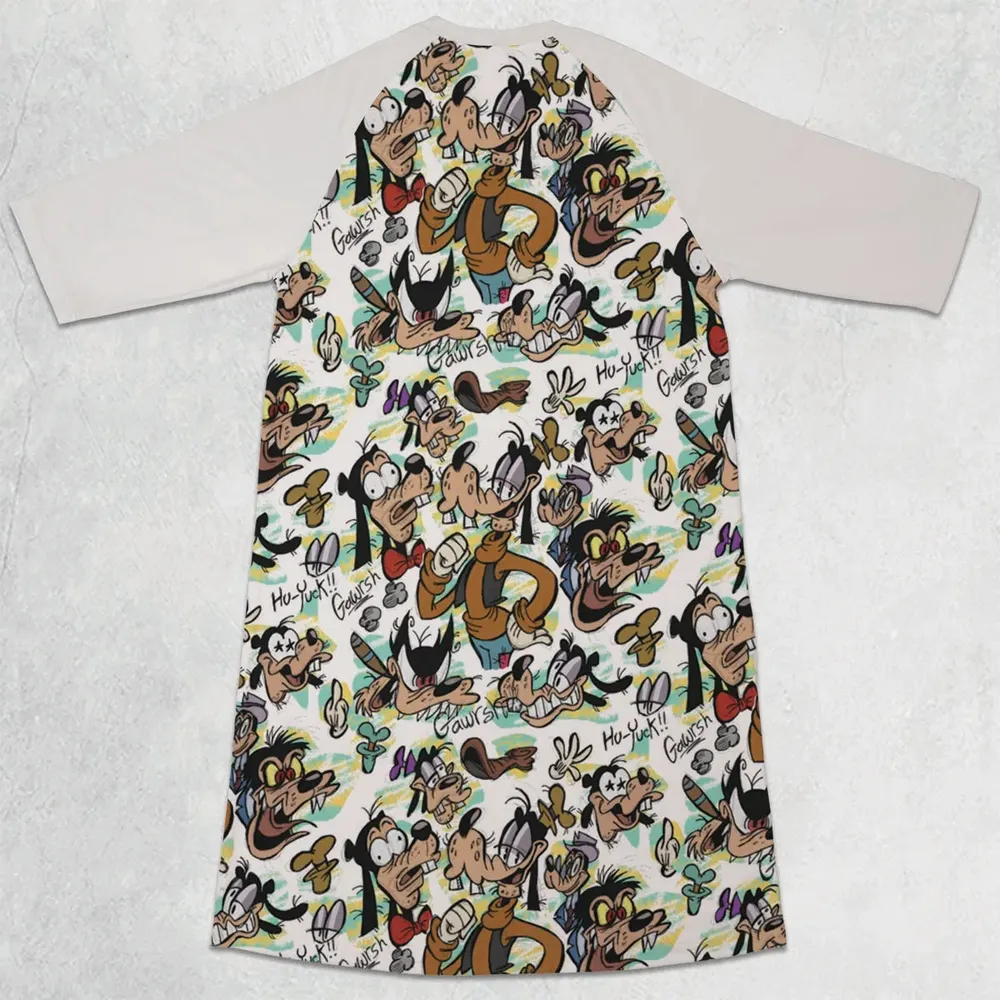Many Faces Of Goofy 3/4 Sleeve Raglan Dress - 2