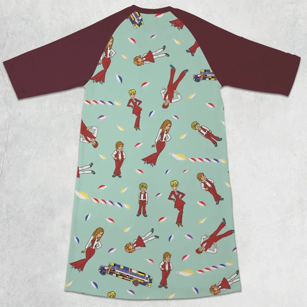 Cmon Get Happy The Partridge Family 3/4 Sleeve Raglan Dress - 2