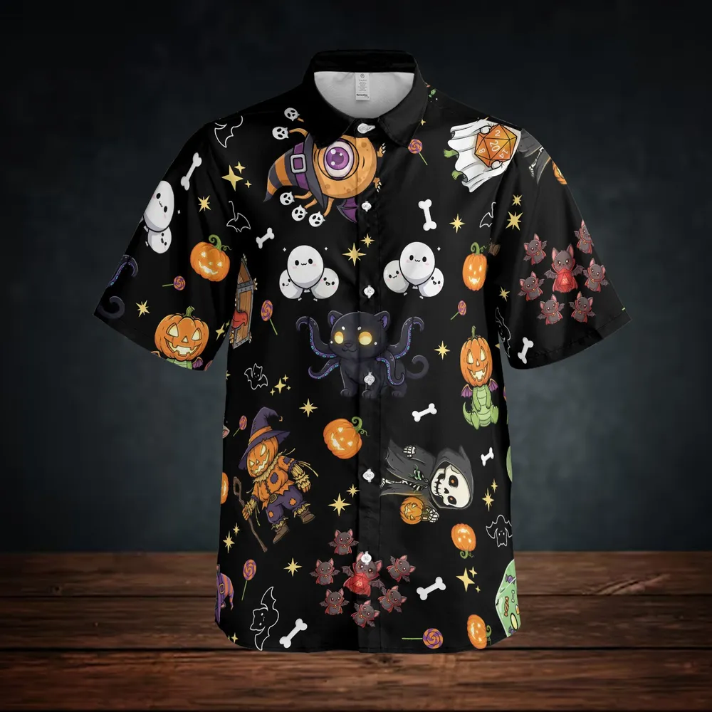 Cute Halloween DnD Monsters Button Down Shirt - 3