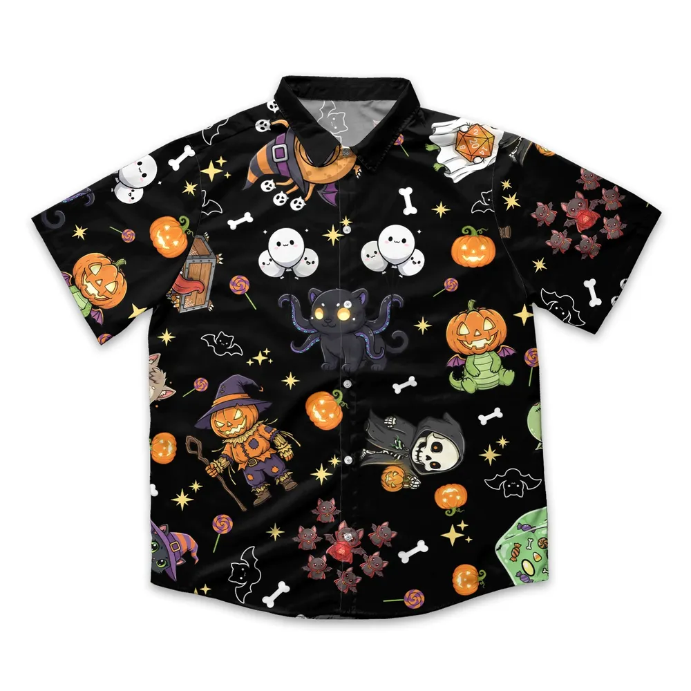 Cute Halloween DnD Monsters Button Down Shirt - 2