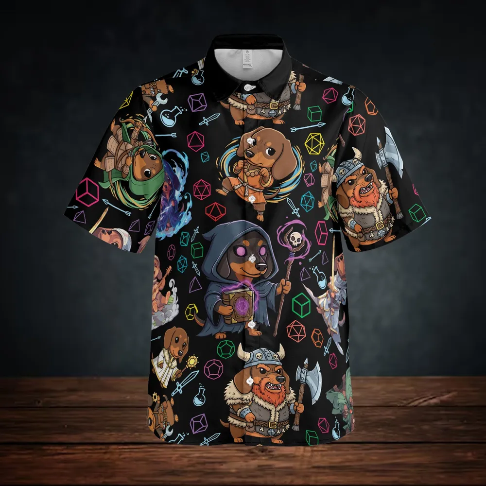 Cute Fantasy Dachshund Button Down Shirt - 3