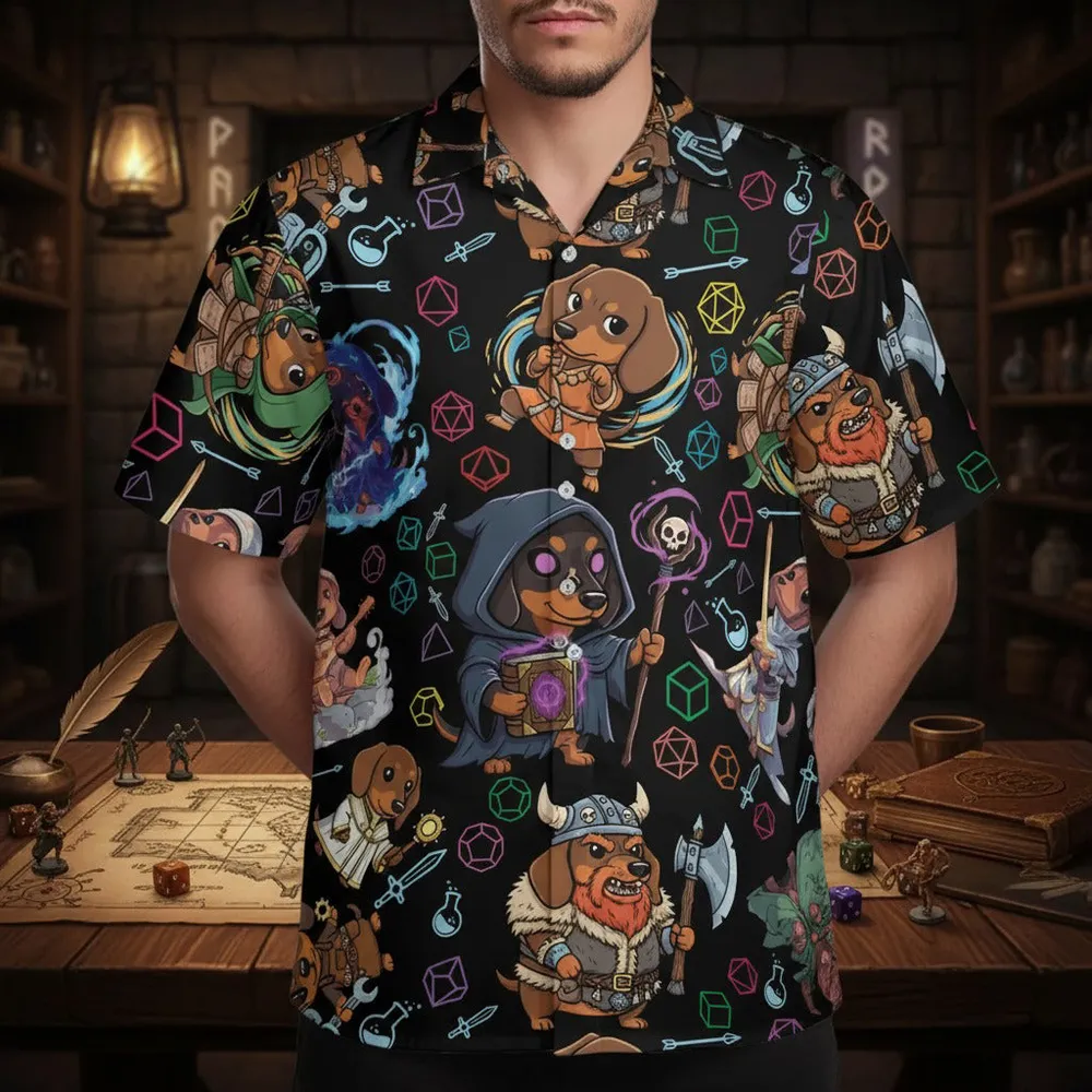 Cute Fantasy Dachshund Button Down Shirt - 1
