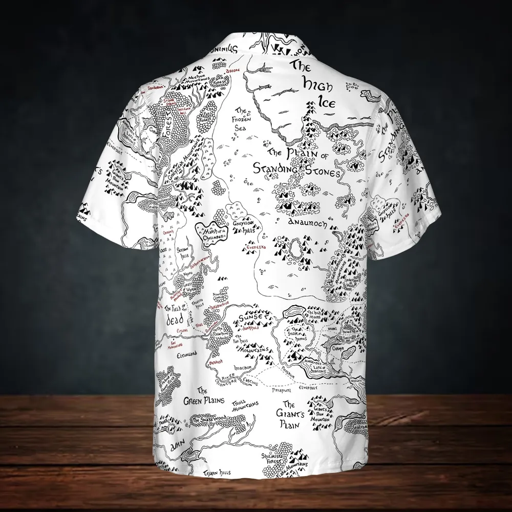 Tolkien Inspired Map of Faerun Button Down Shirt - 4