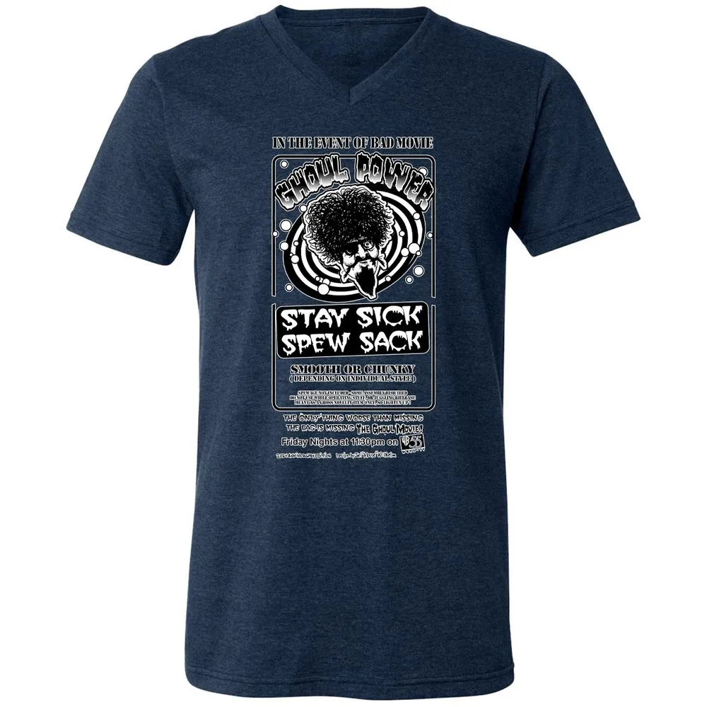 Unisex V-Neck T-Shirt - MKPWBWCH - Heather Navy - 15