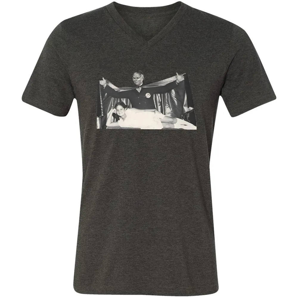 Unisex V-Neck T-Shirt - FJDKZ273 - Dark Grey Heather - 8