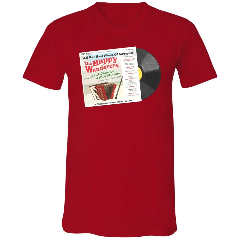 Unisex V-Neck T-Shirt - QHDQ77EH - Red - 3