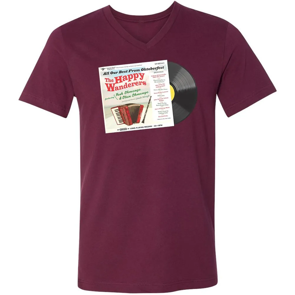 Unisex V-Neck T-Shirt - QHDQ77EH - Maroon - 6