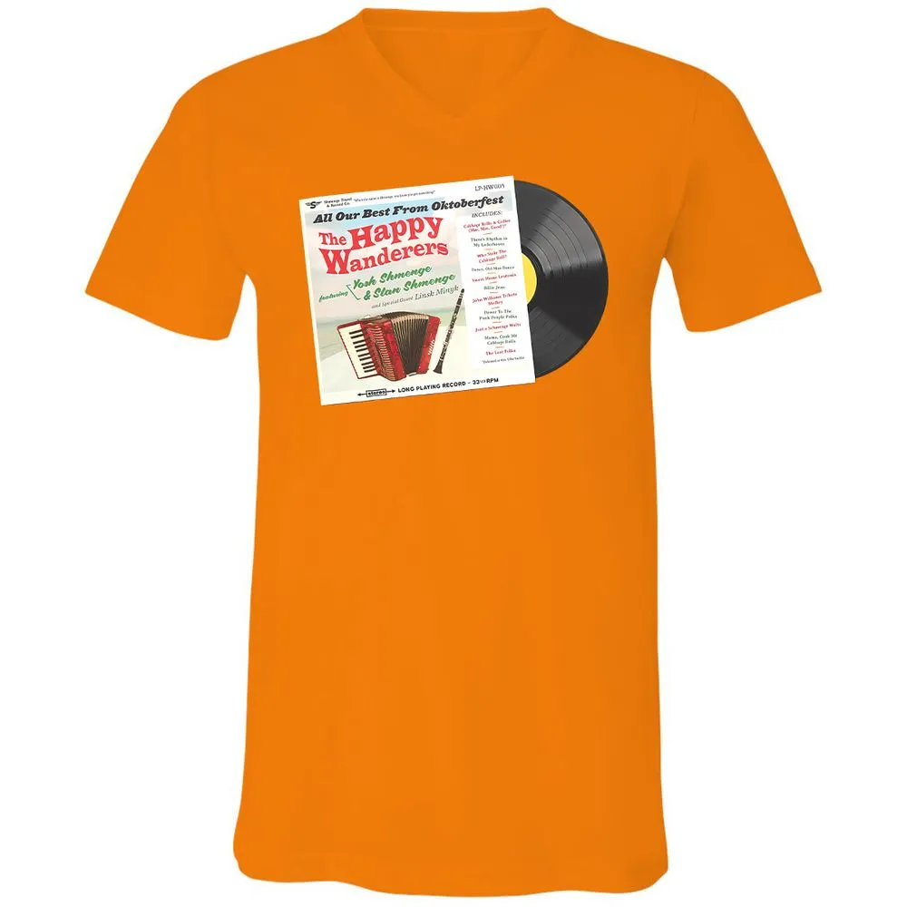 Unisex V-Neck T-Shirt - QHDQ77EH - Orange - 11