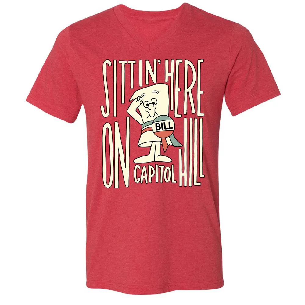 Unisex V-Neck T-Shirt - P8MMKY8J - Heather Red - 5