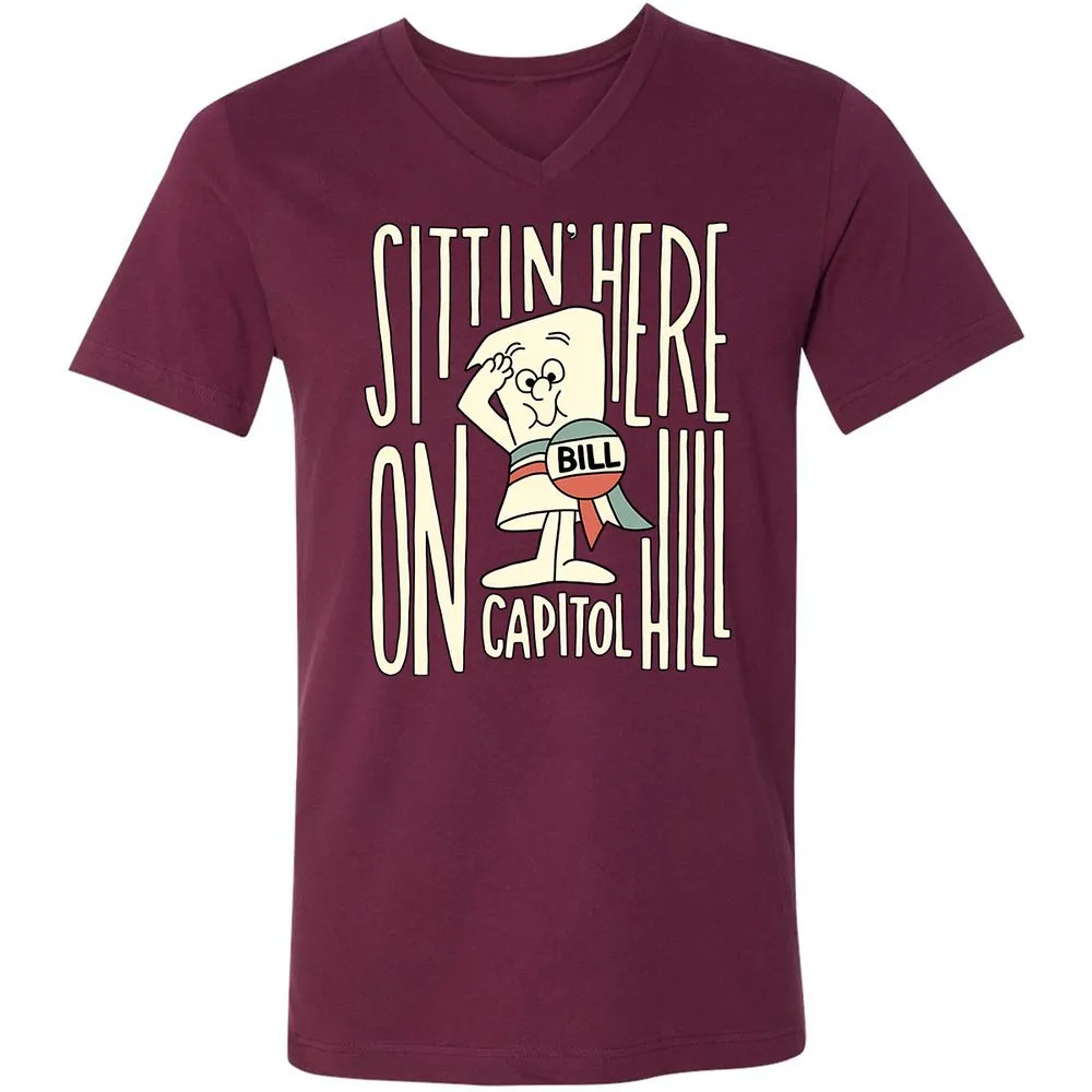 Unisex V-Neck T-Shirt - P8MMKY8J - Maroon - 6