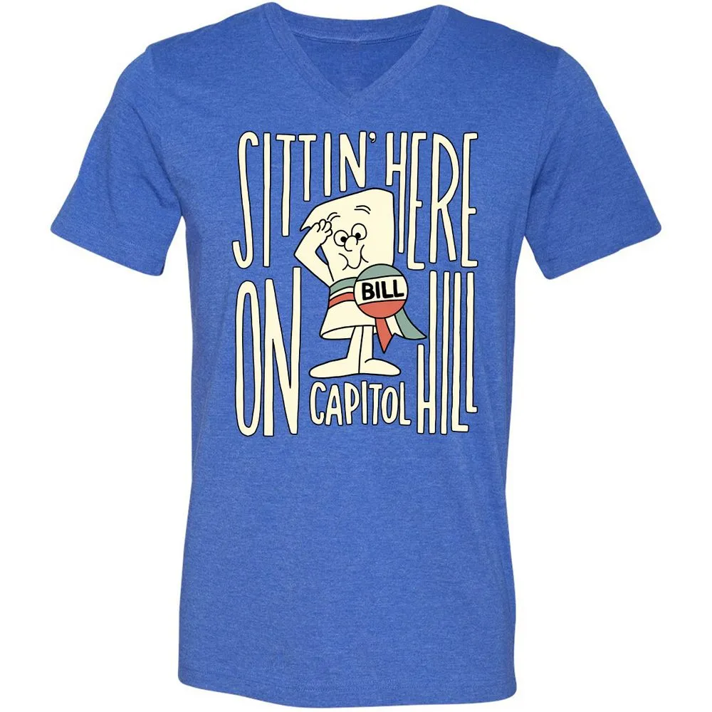 Unisex V-Neck T-Shirt - P8MMKY8J - Heather True Royal - 14