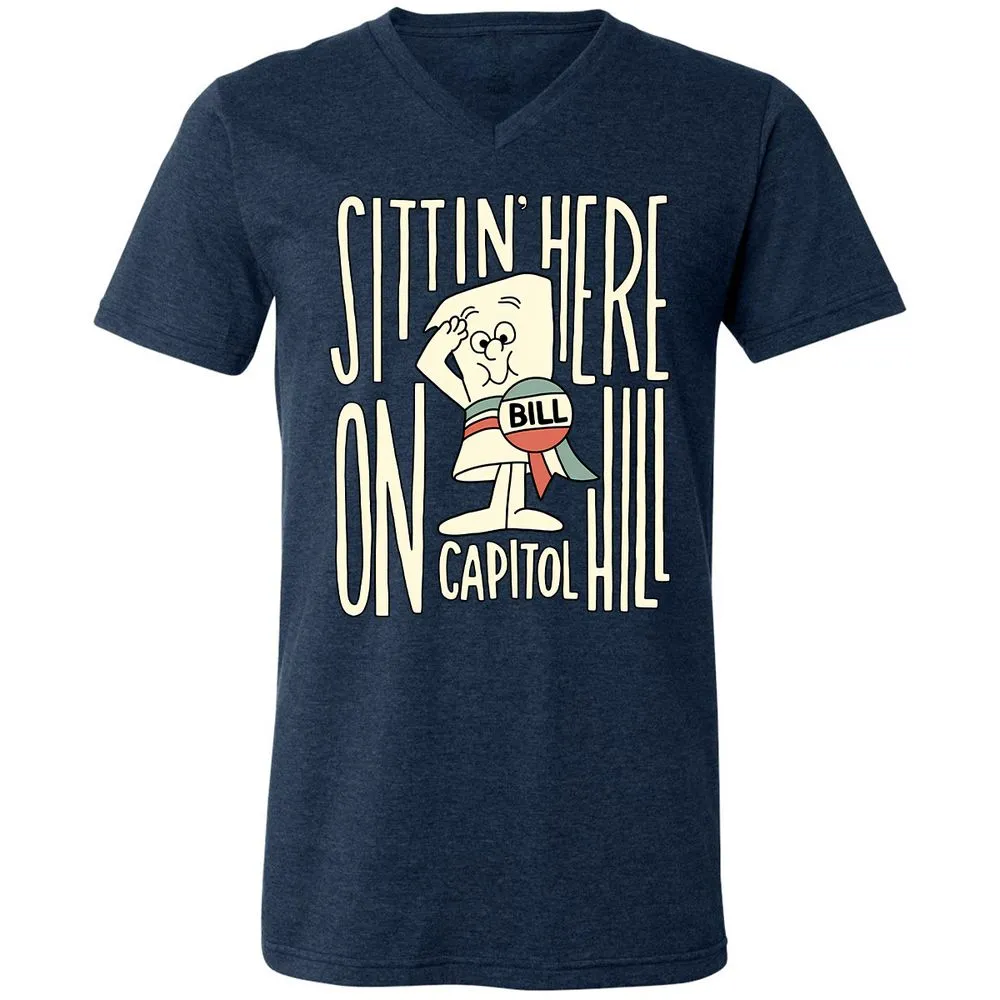 Unisex V-Neck T-Shirt - P8MMKY8J - Heather Navy - 15