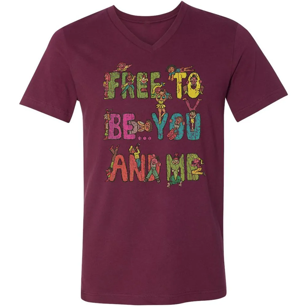 Unisex V-Neck T-Shirt - 55VT6SER - Maroon - 6