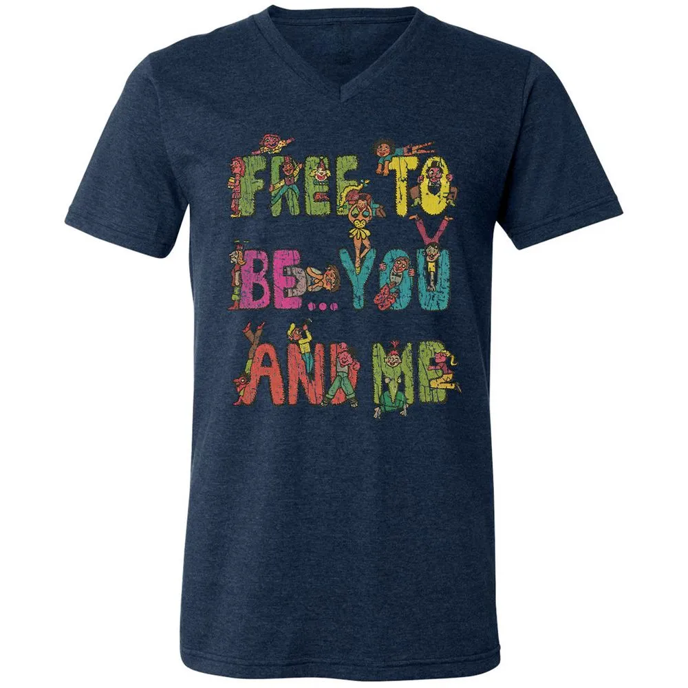 Unisex V-Neck T-Shirt - 55VT6SER - Heather Navy - 15