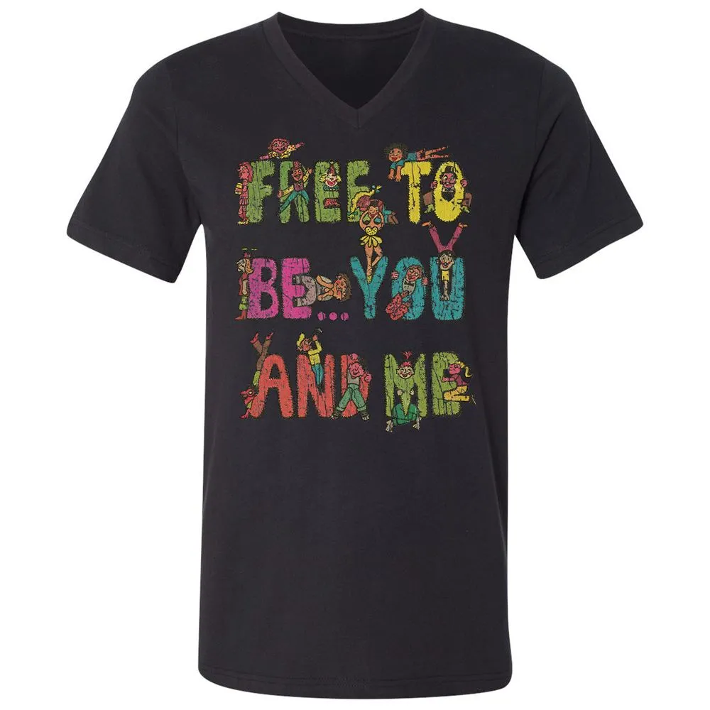 Unisex V-Neck T-Shirt - 55VT6SER - Black - 16