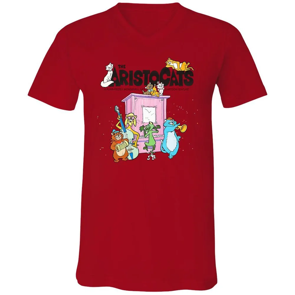 Unisex V-Neck T-Shirt - B2VH5G7D - Red - 3