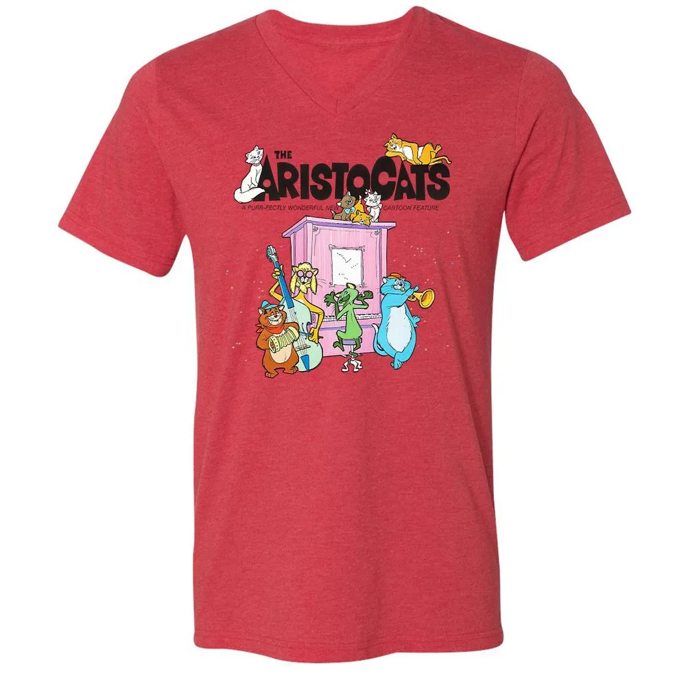 Unisex V-Neck T-Shirt - B2VH5G7D - Heather Red - 5