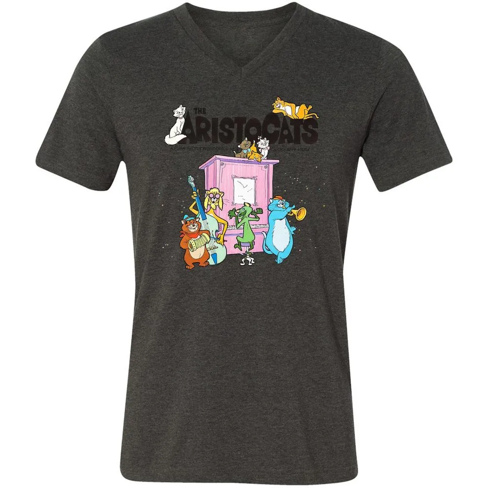Unisex V-Neck T-Shirt - B2VH5G7D - Dark Grey Heather - 8