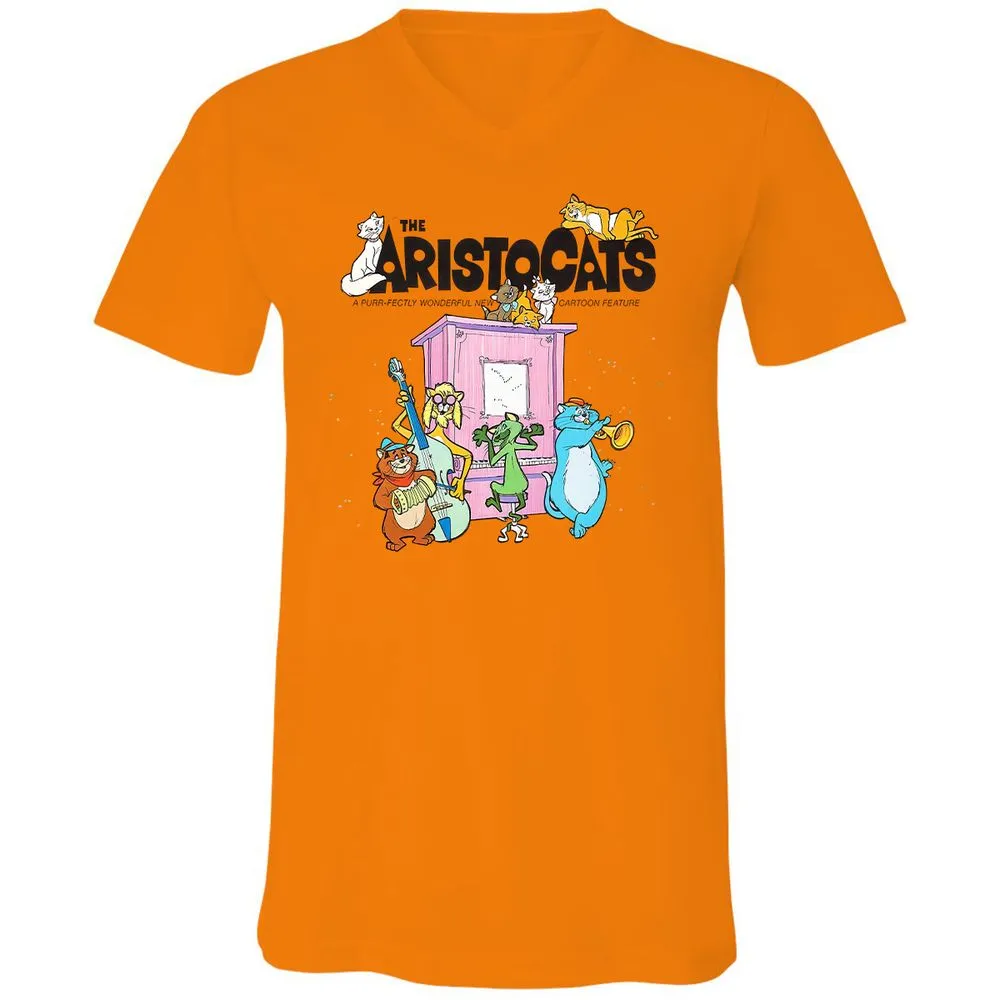 Unisex V-Neck T-Shirt - B2VH5G7D - Orange - 11