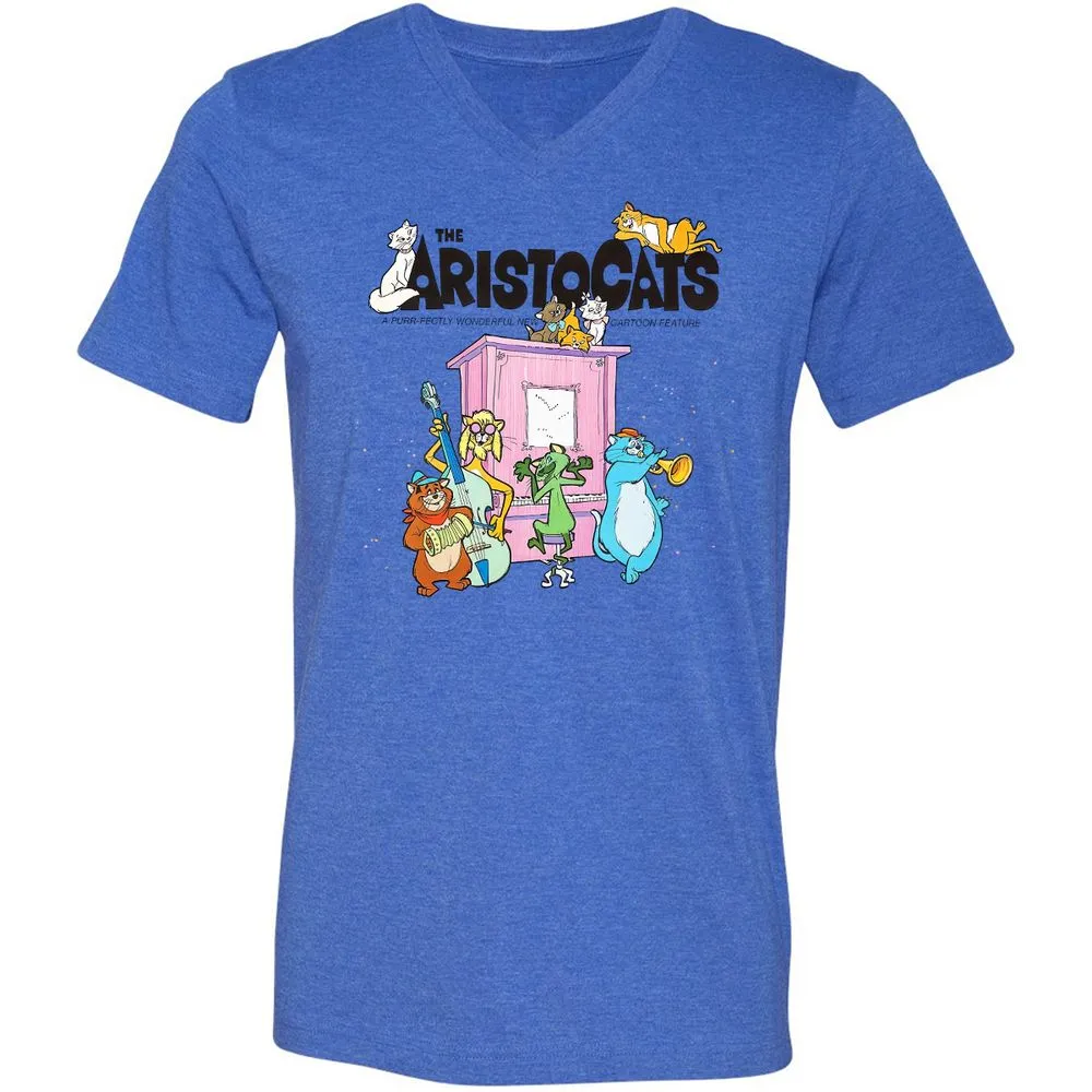 Unisex V-Neck T-Shirt - B2VH5G7D - Heather True Royal - 14