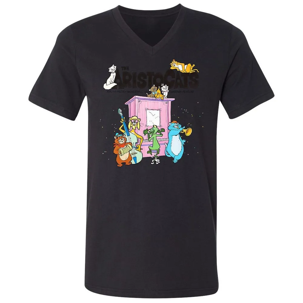 Unisex V-Neck T-Shirt - B2VH5G7D - Black - 16