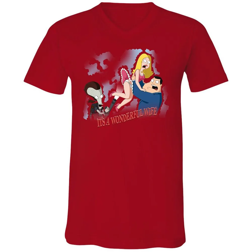 Unisex V-Neck T-Shirt - SVUM5427 - Red - 3