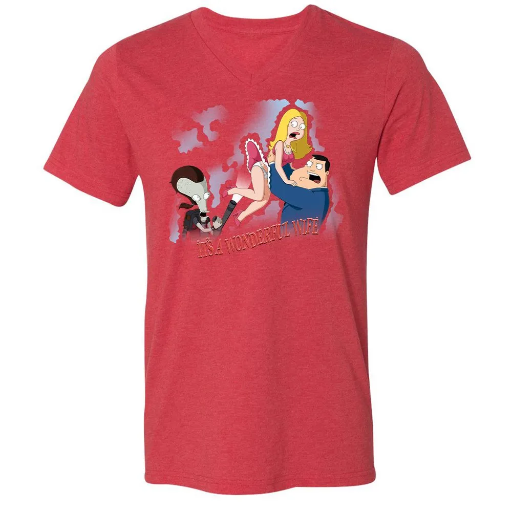 Unisex V-Neck T-Shirt - SVUM5427 - Heather Red - 5