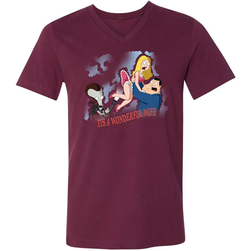 Unisex V-Neck T-Shirt - SVUM5427 - Maroon - 6