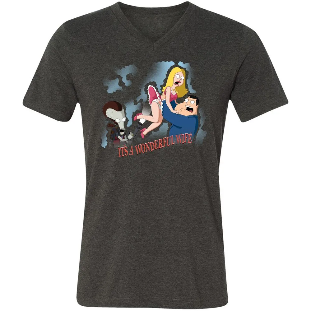 Unisex V-Neck T-Shirt - SVUM5427 - Dark Grey Heather - 8