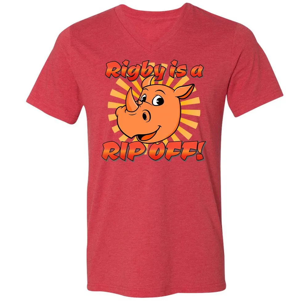 Unisex V-Neck T-Shirt - LCDTR7VR - Heather Red - 5