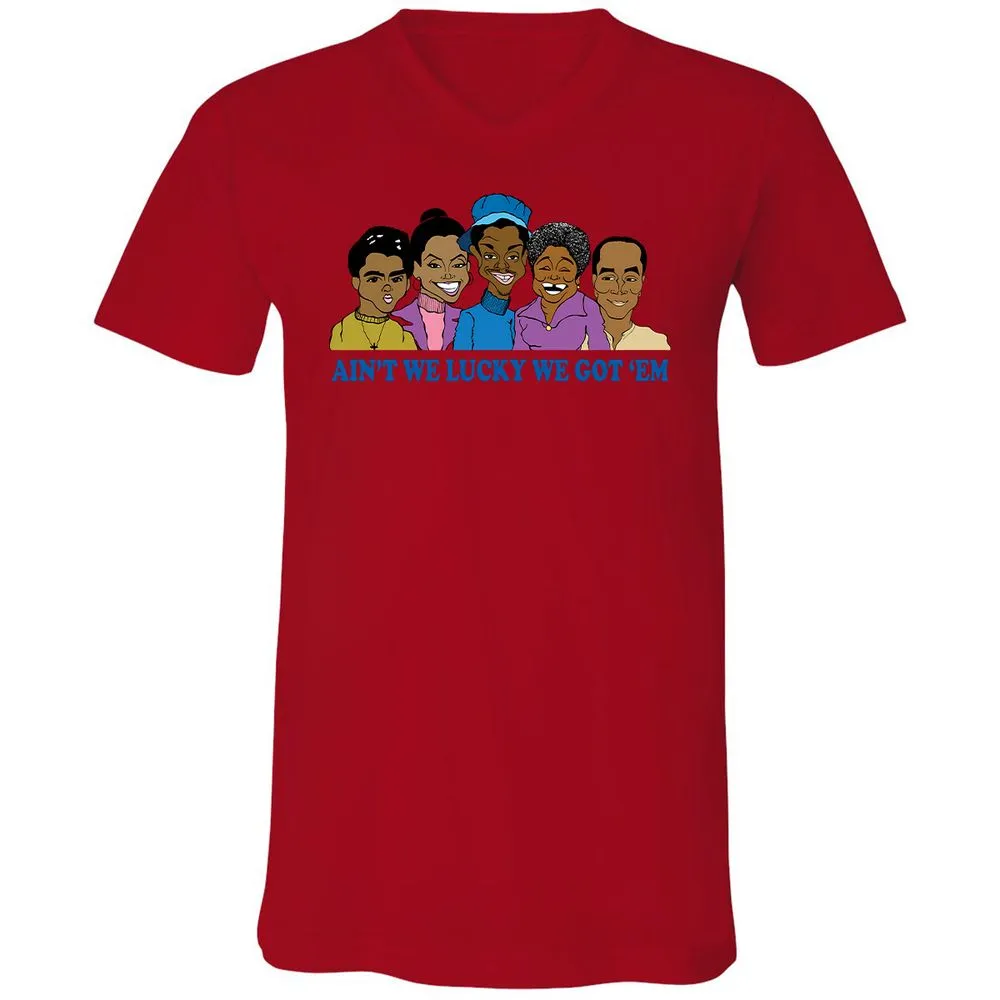 Unisex V-Neck T-Shirt - Q2X1JVQB - Red - 3