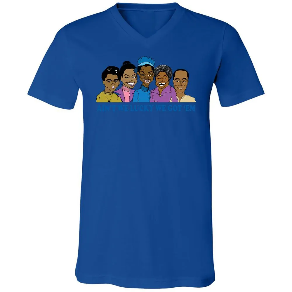 Unisex V-Neck T-Shirt - Q2X1JVQB - True Royal - 4