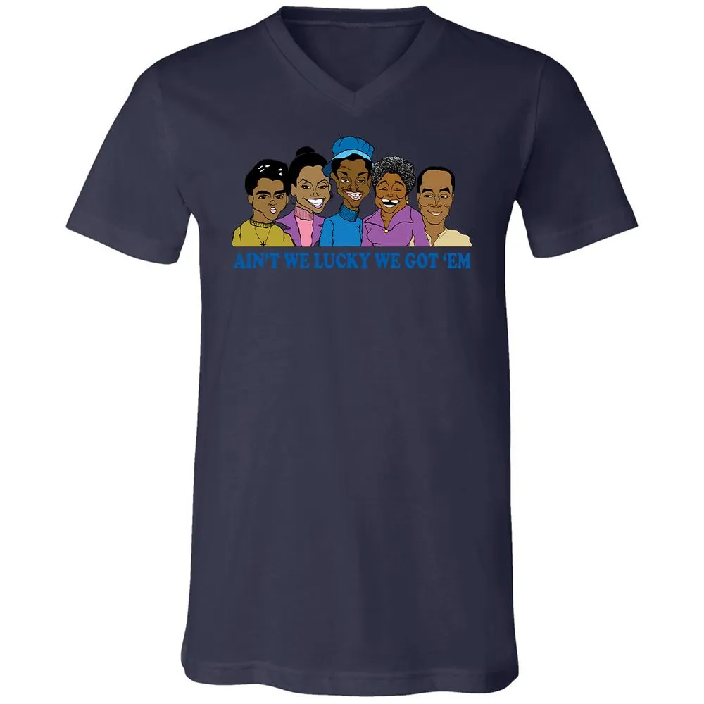 Unisex V-Neck T-Shirt - Q2X1JVQB - Navy - 9
