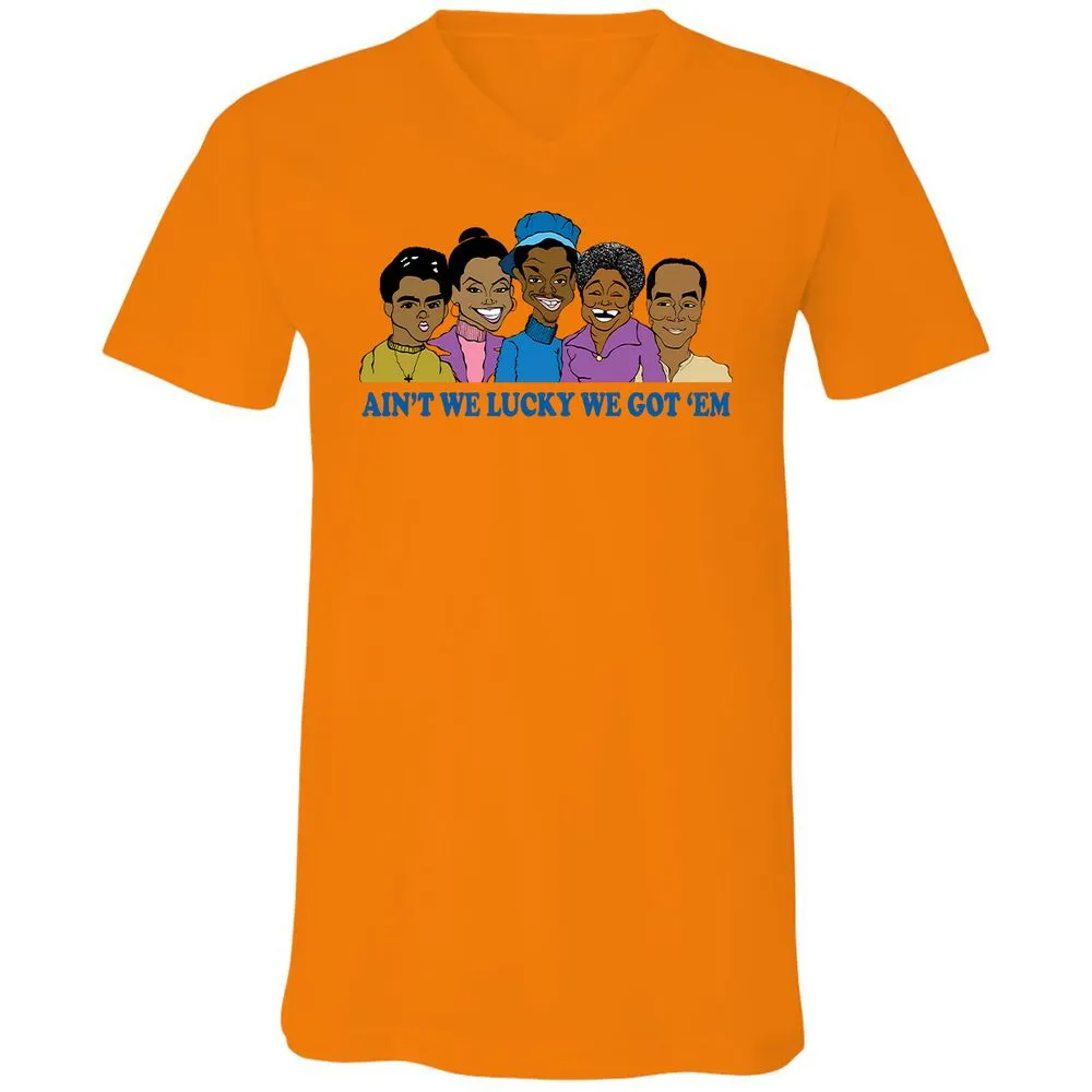 Unisex V-Neck T-Shirt - Q2X1JVQB - Orange - 11