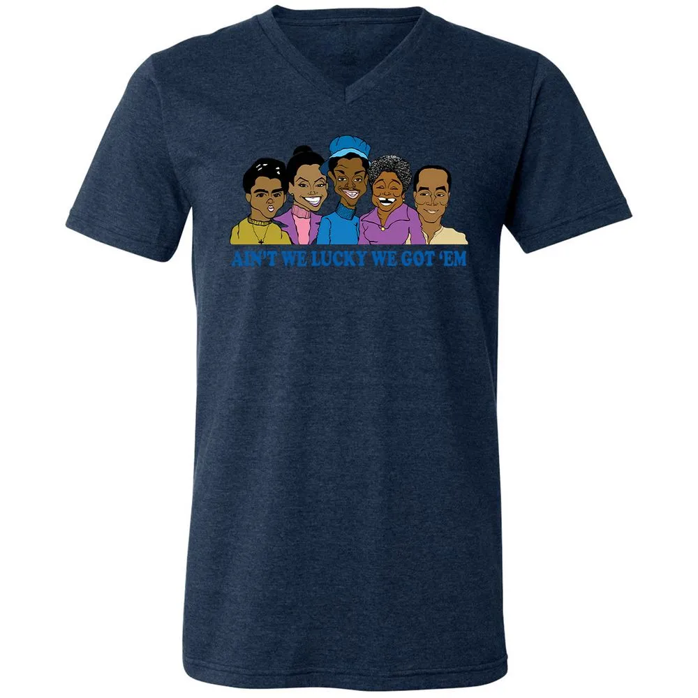 Unisex V-Neck T-Shirt - Q2X1JVQB - Heather Navy - 15