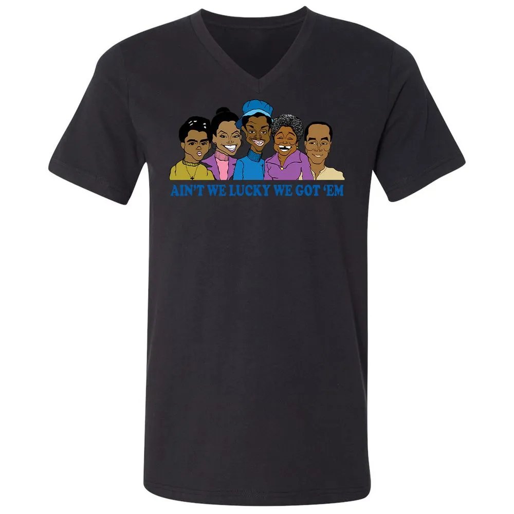 Unisex V-Neck T-Shirt - Q2X1JVQB - Black - 16
