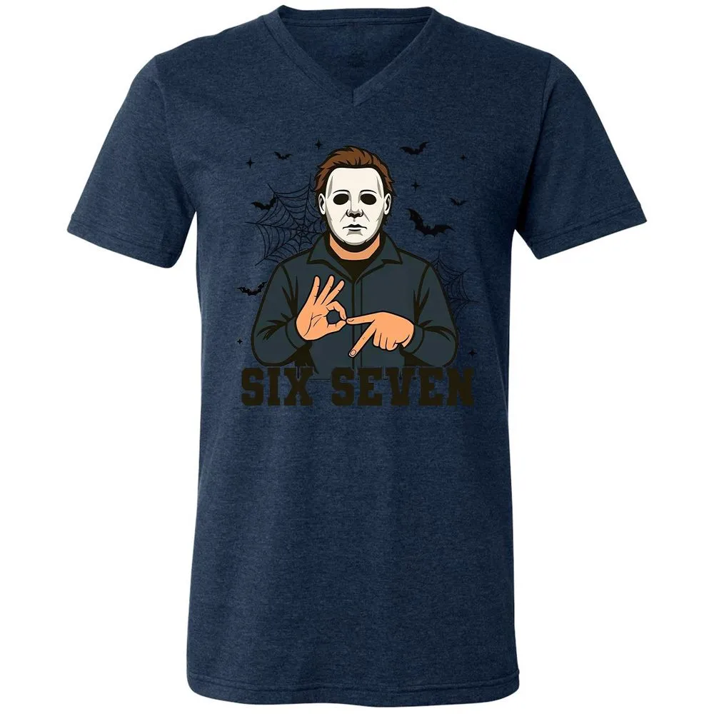 Unisex V-Neck T-Shirt - 5SCMJXG2 - Heather Navy - 15