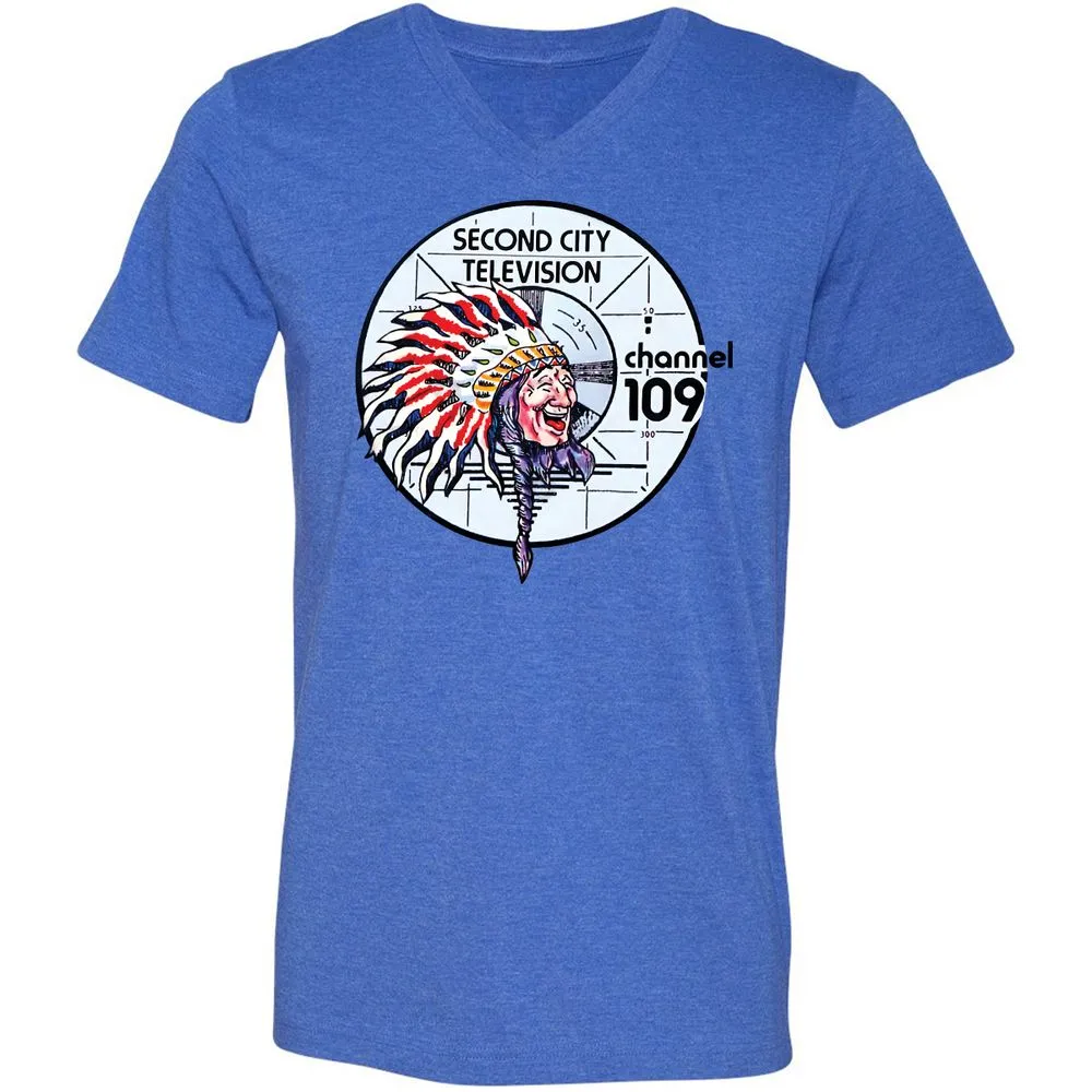 Unisex V-Neck T-Shirt - 6LZ6C9SR - Heather True Royal - 14