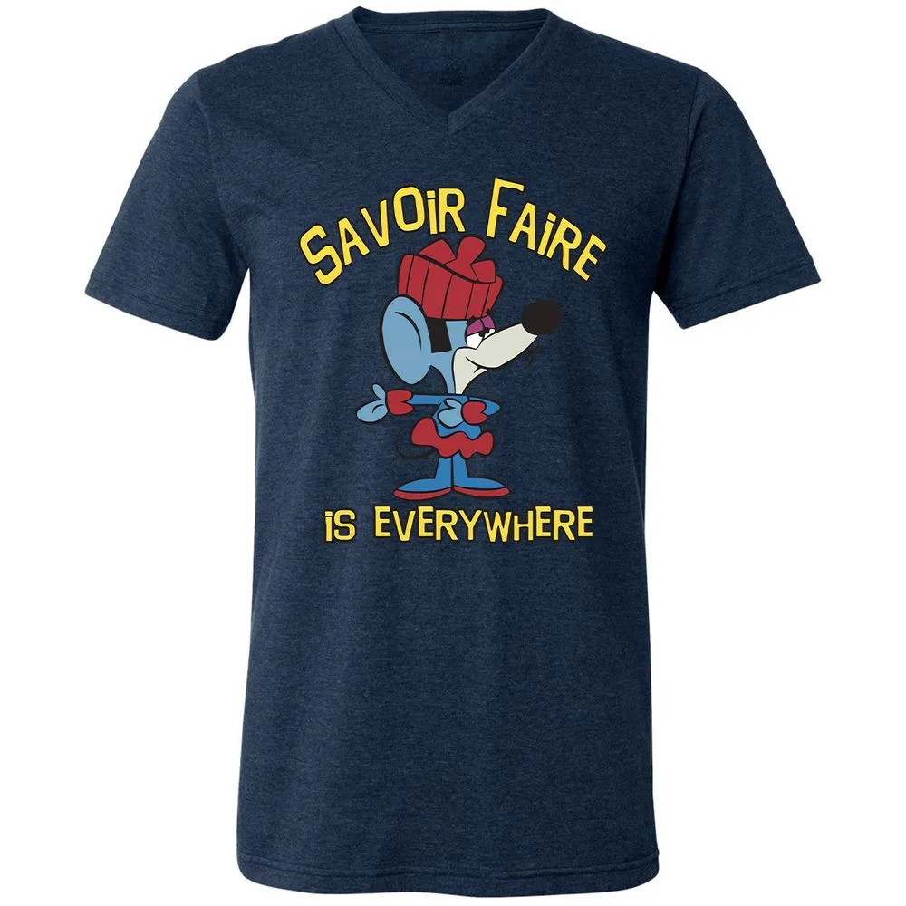 Unisex V-Neck T-Shirt - E95PJMNG - Heather Navy - 15