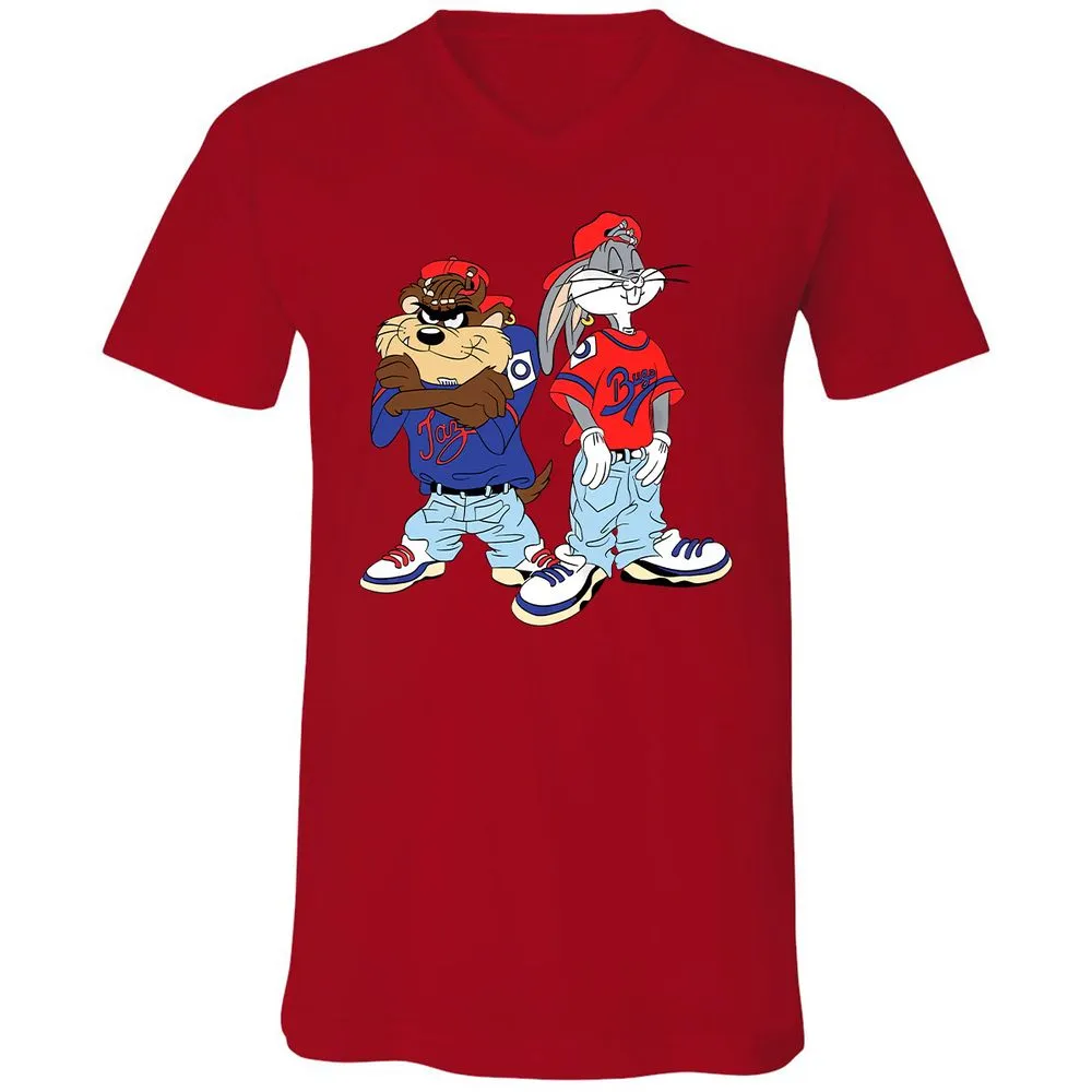 Unisex V-Neck T-Shirt - PXW7QVLE - Red - 3