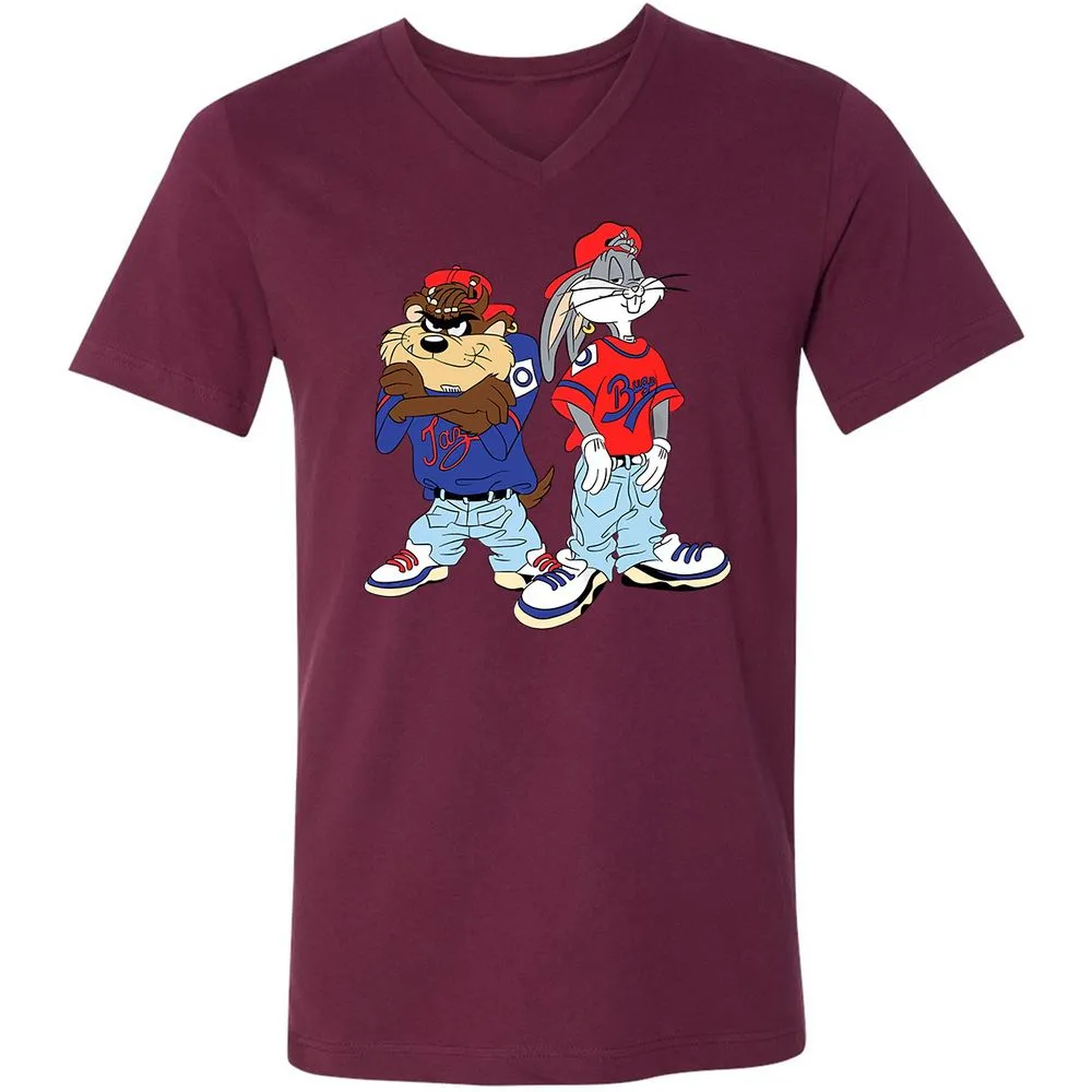 Unisex V-Neck T-Shirt - PXW7QVLE - Maroon - 6