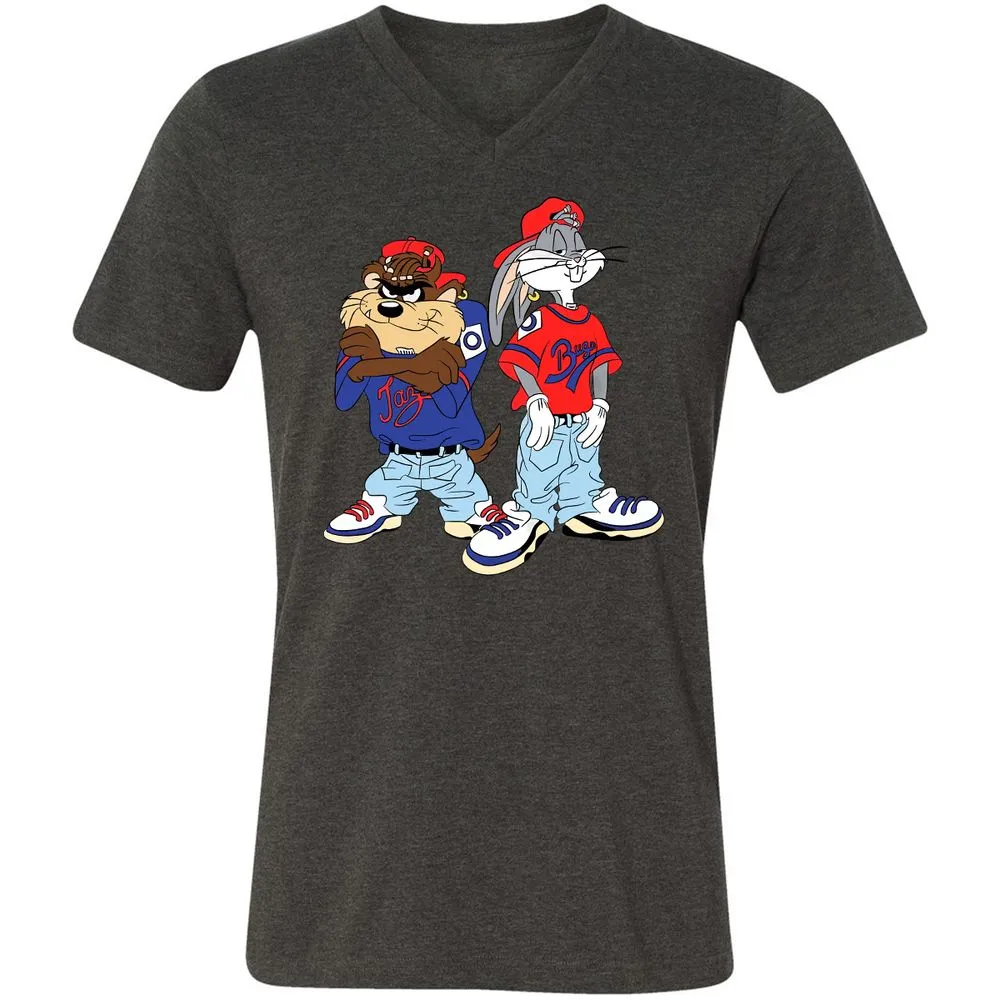 Unisex V-Neck T-Shirt - PXW7QVLE - Dark Grey Heather - 8