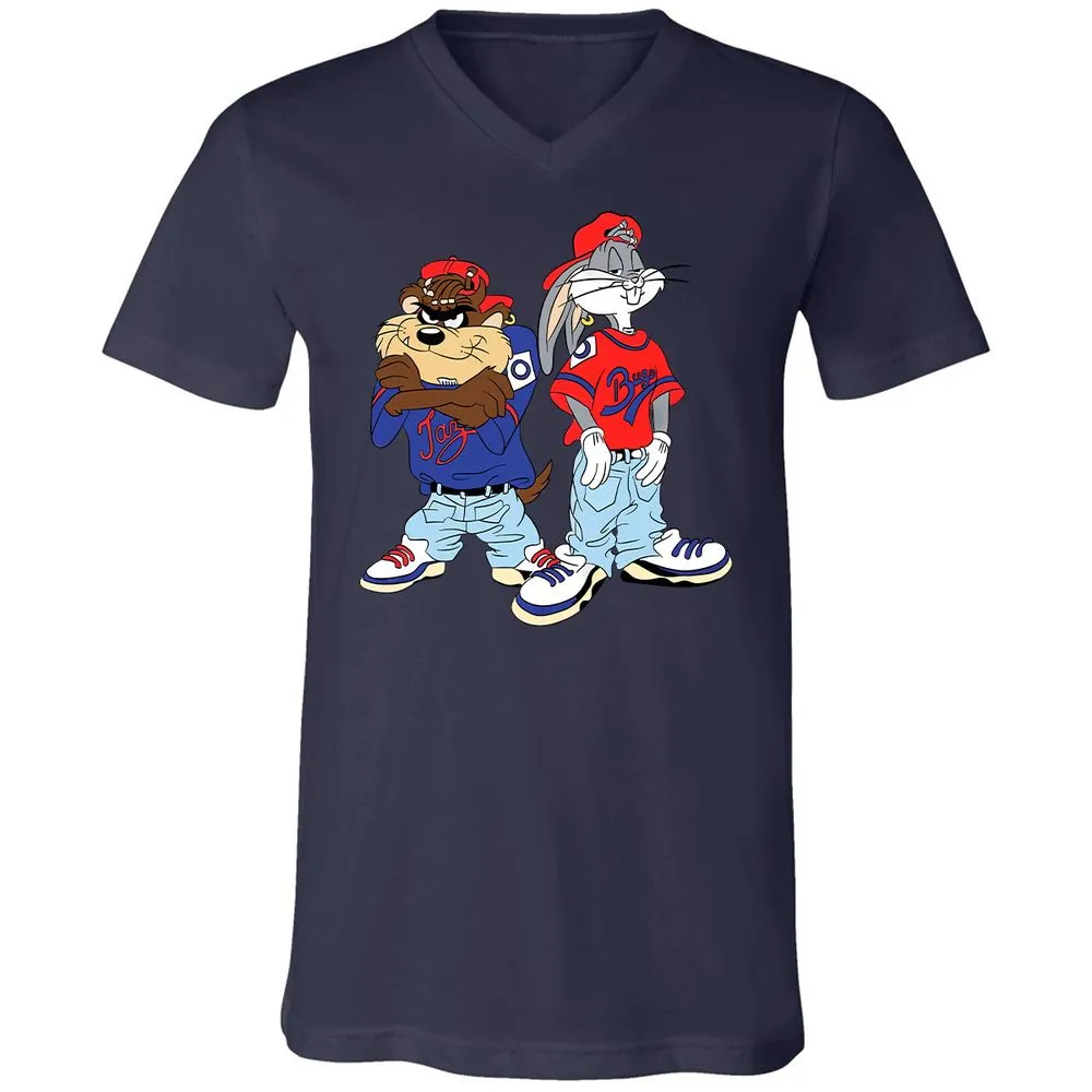 Unisex V-Neck T-Shirt - PXW7QVLE - Navy - 9
