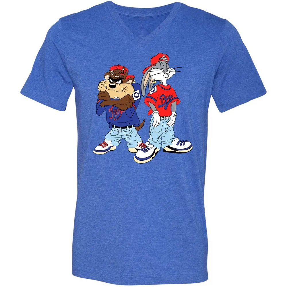 Unisex V-Neck T-Shirt - PXW7QVLE - Heather True Royal - 14