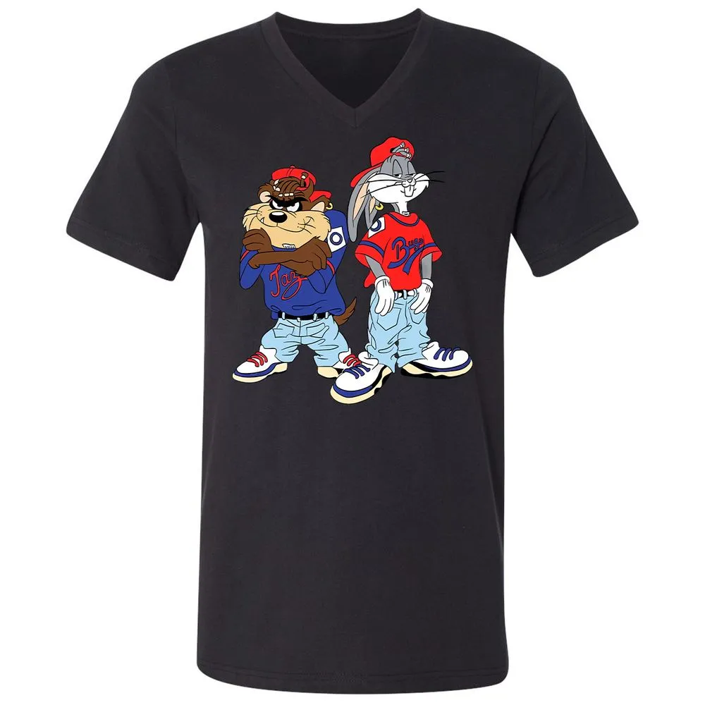 Unisex V-Neck T-Shirt - PXW7QVLE - Black - 16
