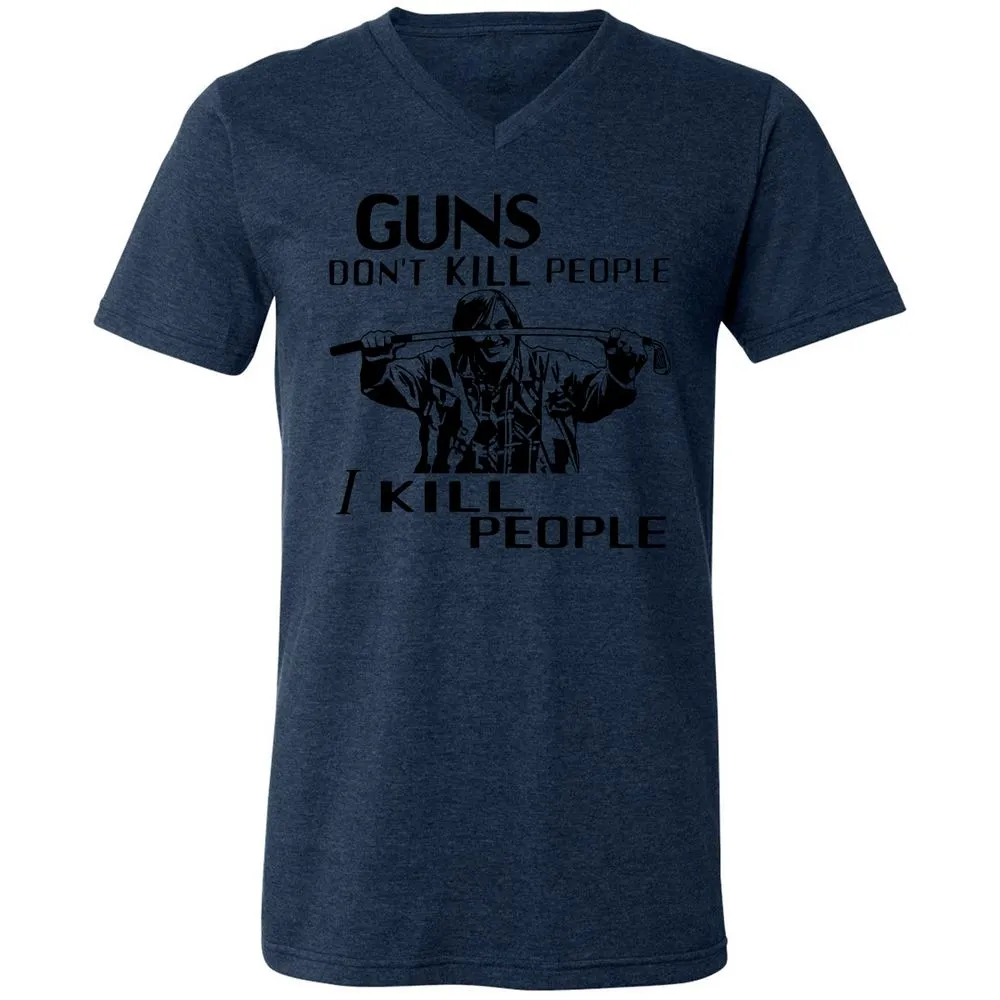 Unisex V-Neck T-Shirt - FERC8NSK - Heather Navy - 15