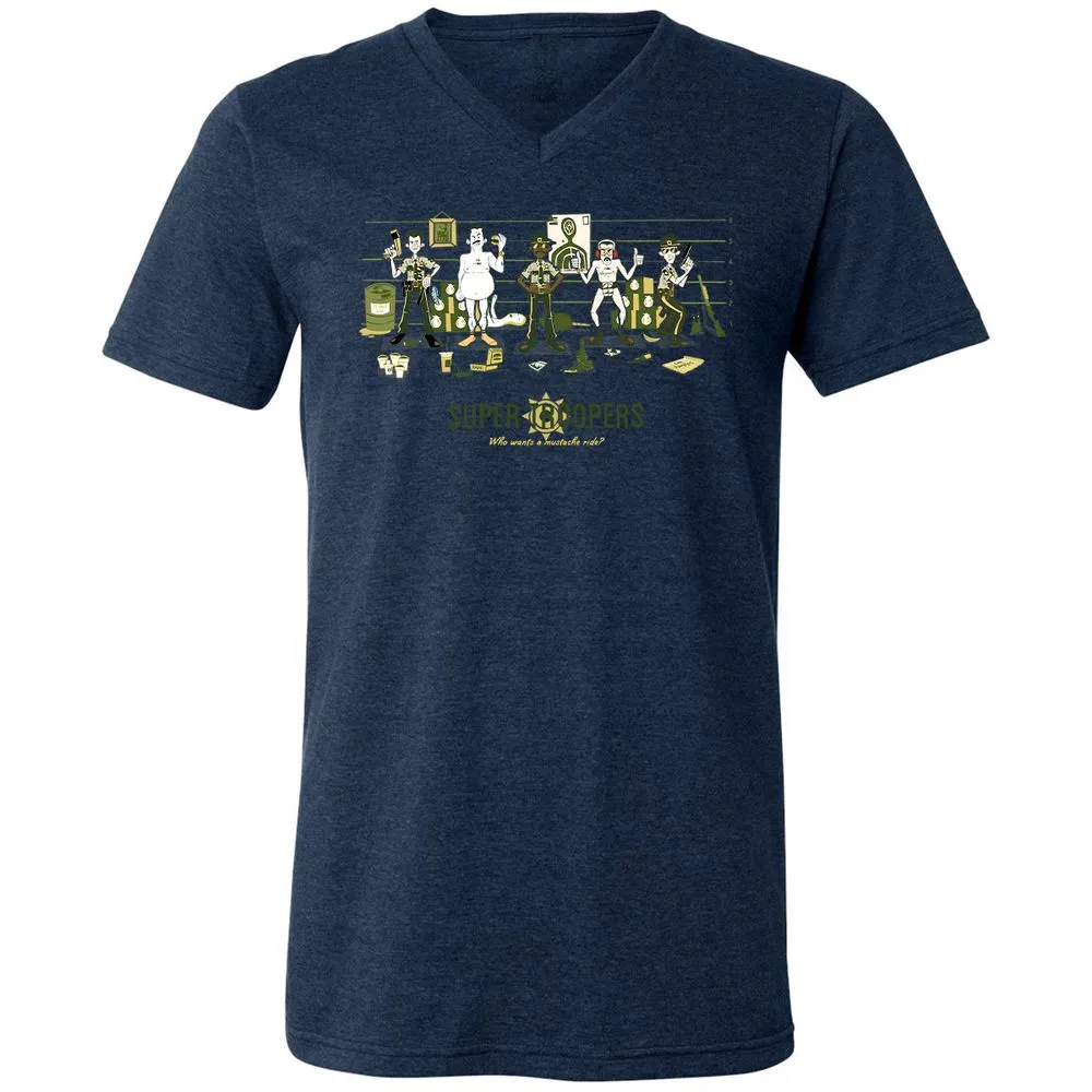 Unisex V-Neck T-Shirt - J8RQCGG5 - Heather Navy - 15