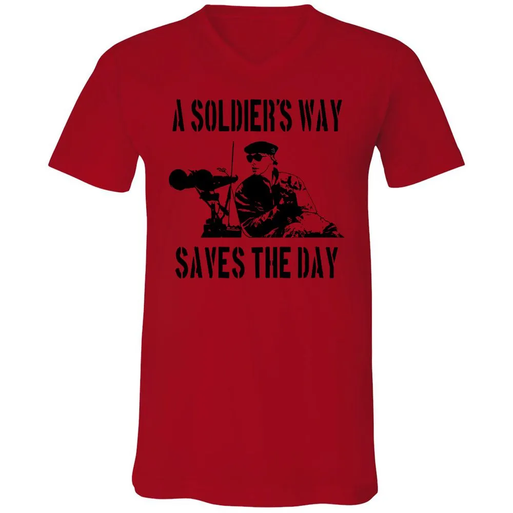 Unisex V-Neck T-Shirt - 7JSE4CU5 - Red - 3